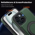 thumbnail image 5 of for iPhone 15 Case, Slim Fit Premium PU Leather [Compatible with MagSafe] [360° Rotatable Ring Kickstand] Shockproof Protective Cover for iPhone 15 Phone Case Magnetic, Darkgreen, 5 of 7
