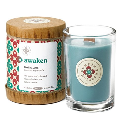 Root Candles Seeking Balance Small Spa Candle, 6.5Ounce, Awaken Basil