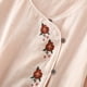 thumbnail image 3 of Pijama de mujer de algodón puro bordado de hilo de algodón de doble capa de manga nueve cuartos traje de ropa de casa de primavera y otoño, 3 of 6