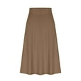 thumbnail image 4 of A-Line Midi Skirts for Women - High Waist Knee Length Flared Casual Stretchy Flowy Skirt Brown XXL, 4 of 8