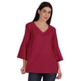 thumbnail image 1 of Moomaya Tunique en Coton à Manches Cloche pour Femmes Col en V Simple Top Schiffli d'Été, 1 of 7
