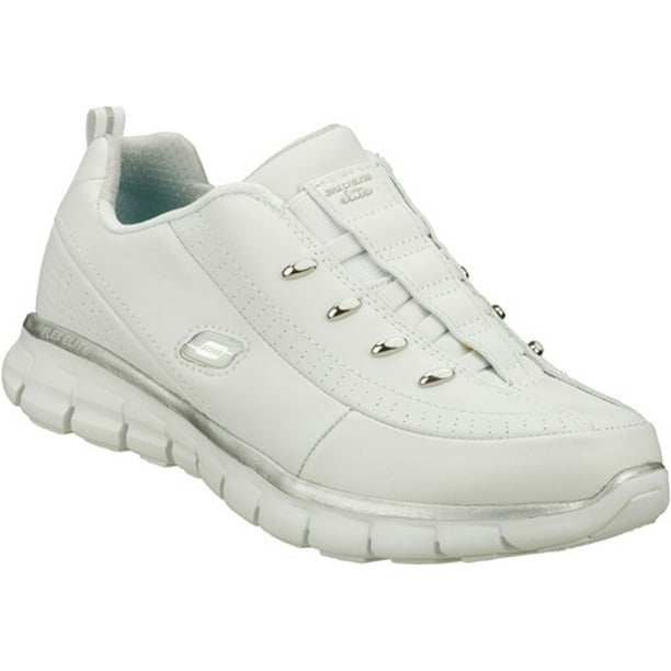 Skechers Sport Women's Elite Class Fashion Sneaker,White/Silver,7 US - Walmart.com