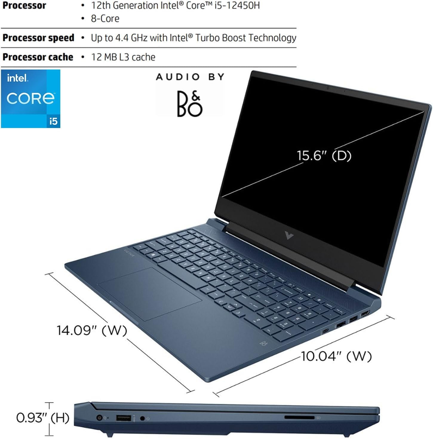 HP Victus 15.6" Full HD 144Hz Gaming Laptop, Intel Core i5-12450H, NVIDIA GeForce RTX 3050,16GB RAM, 1TB PCIe SSD, Wi-Fi 6, Backlit Keyboard,Windows 11 Pro