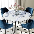 thumbnail image 3 of Blue Grey Eucalyptus Leaves Round Fitted Tablecloth with Elastic Edge, Waterproof Table Cloth Table Cover for 36"-44" Tables, Spring Rustic Botanical Tablecloths for Dining Picnic Indoor Outdoor, 3 of 9