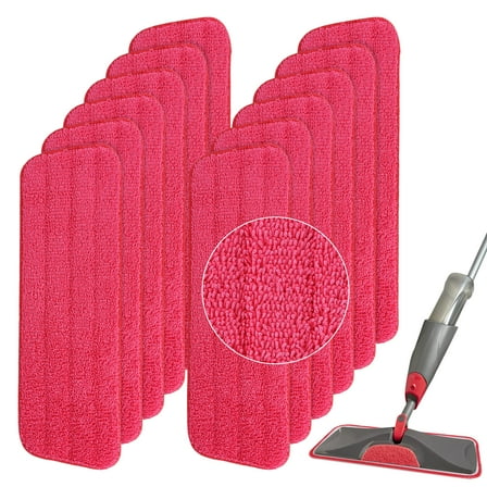 Replacement Microfiber Mop Pad for Rubbermaid Reveal Spray Mop -12 Pack 16.5" Wet & Dry Floor Cleaning Refills Reusable Fit for Any Microfiber Reveal Flat Mop