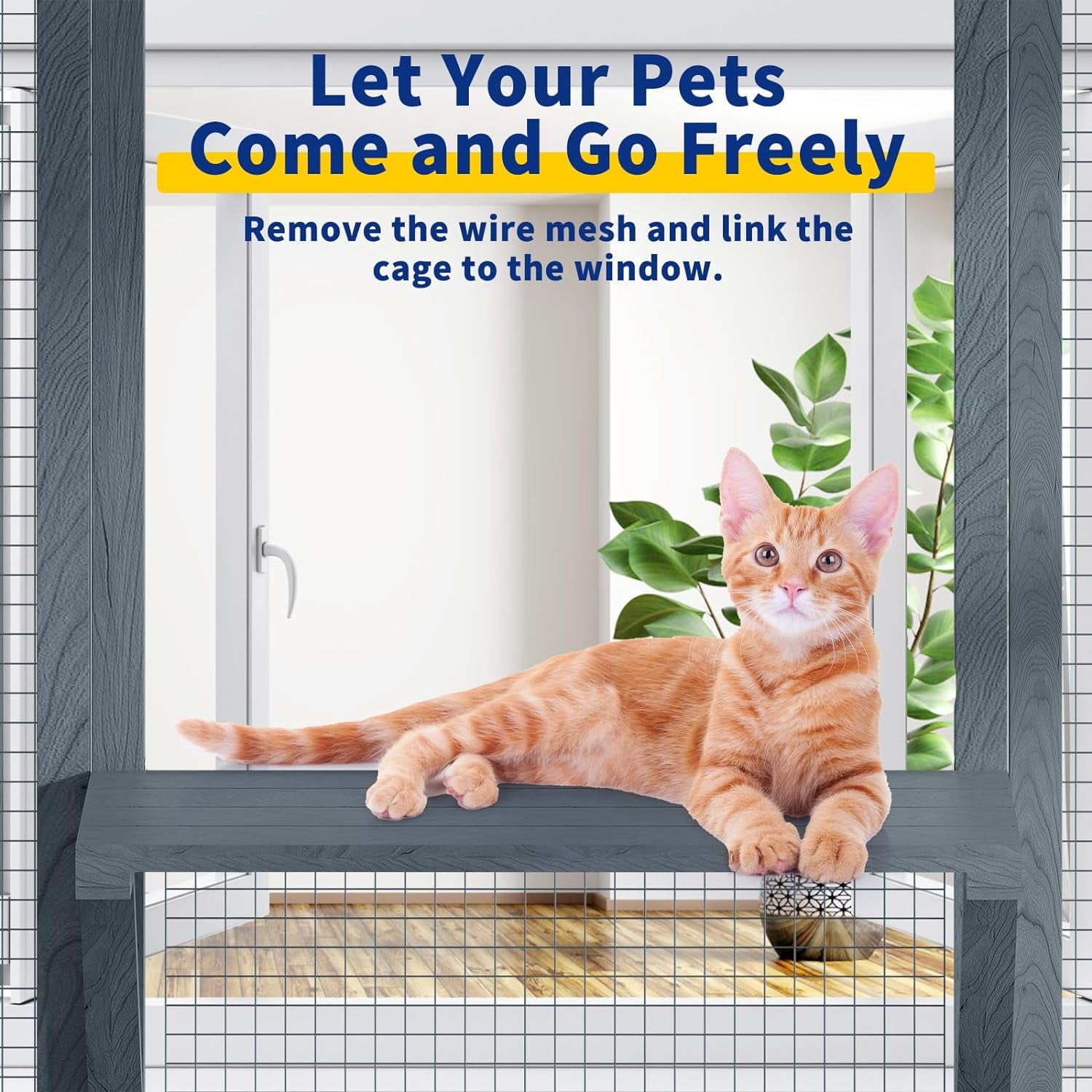 Akaber Large Outdoor Cat Enclosures with 7 Platforms & 2 Resting Rooms, Fir Wood Catio House with Waterproof UV Protection Roof, Indoor Outdoor Cat Furniture