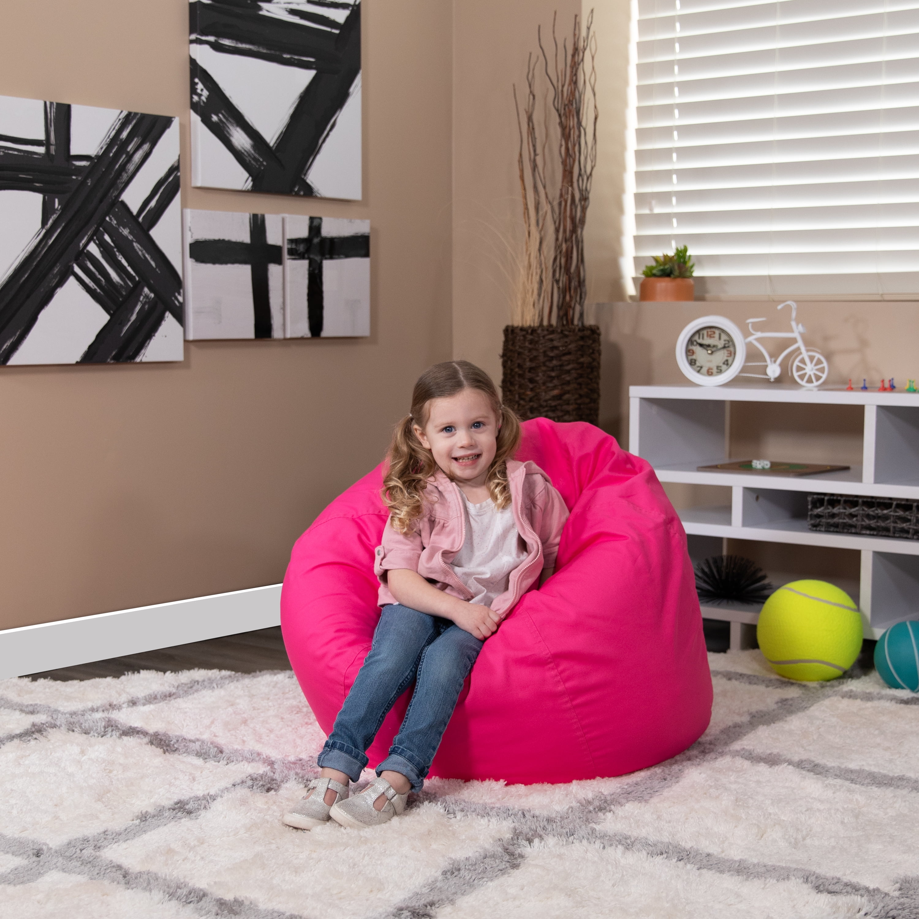 DG-BEAN-SMALL-SOLID-PK-GG Flash Furniture Small Solid Light Pink Kids Bean Bag Chair Renewed