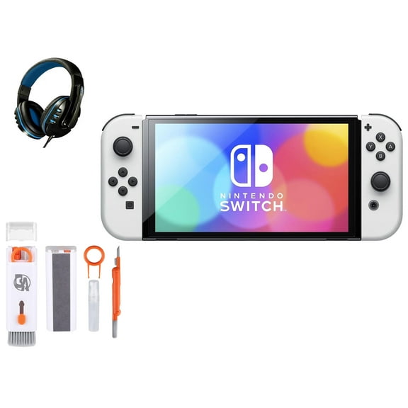Pre-Owned Nintendo Switch OLED Model White Set with BOLT AXTION Cleaning Kit Headset