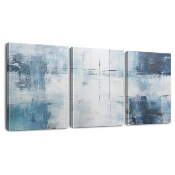 Blue Wall Art Abstract Wall Decor Gray Rustic Wall Art Prints Modern Canvas Wall Art for Living Room Bedroom Bathroom Kitchen Office Neutral Art Wall Decor Set 12x16 Inch, 3 Panels
