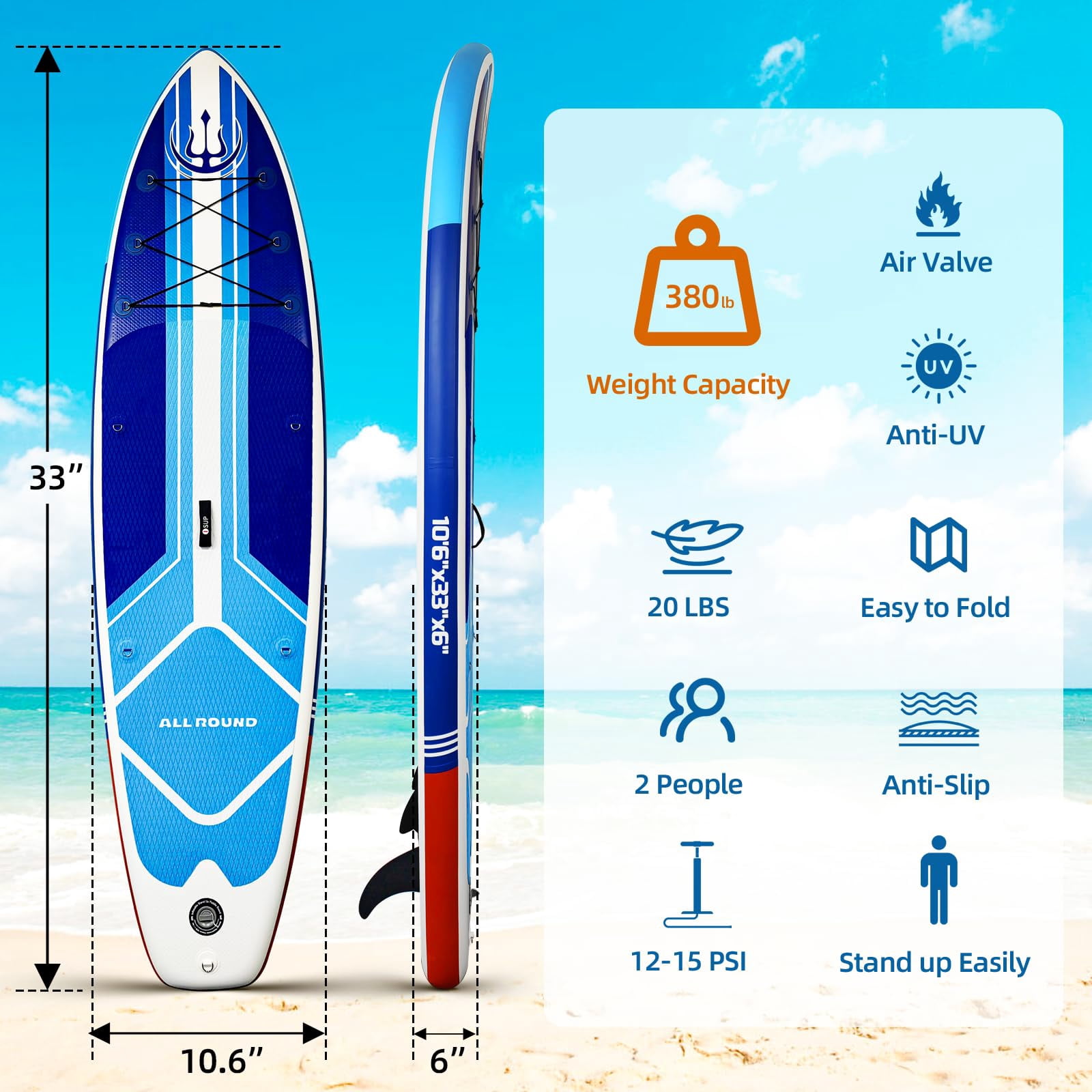 Inflatable Stand Up Paddle Boards, with SUP Paddle Board Accessories, Wide Stable Design, Non-Slip Comfort Deck for Youth & Adults