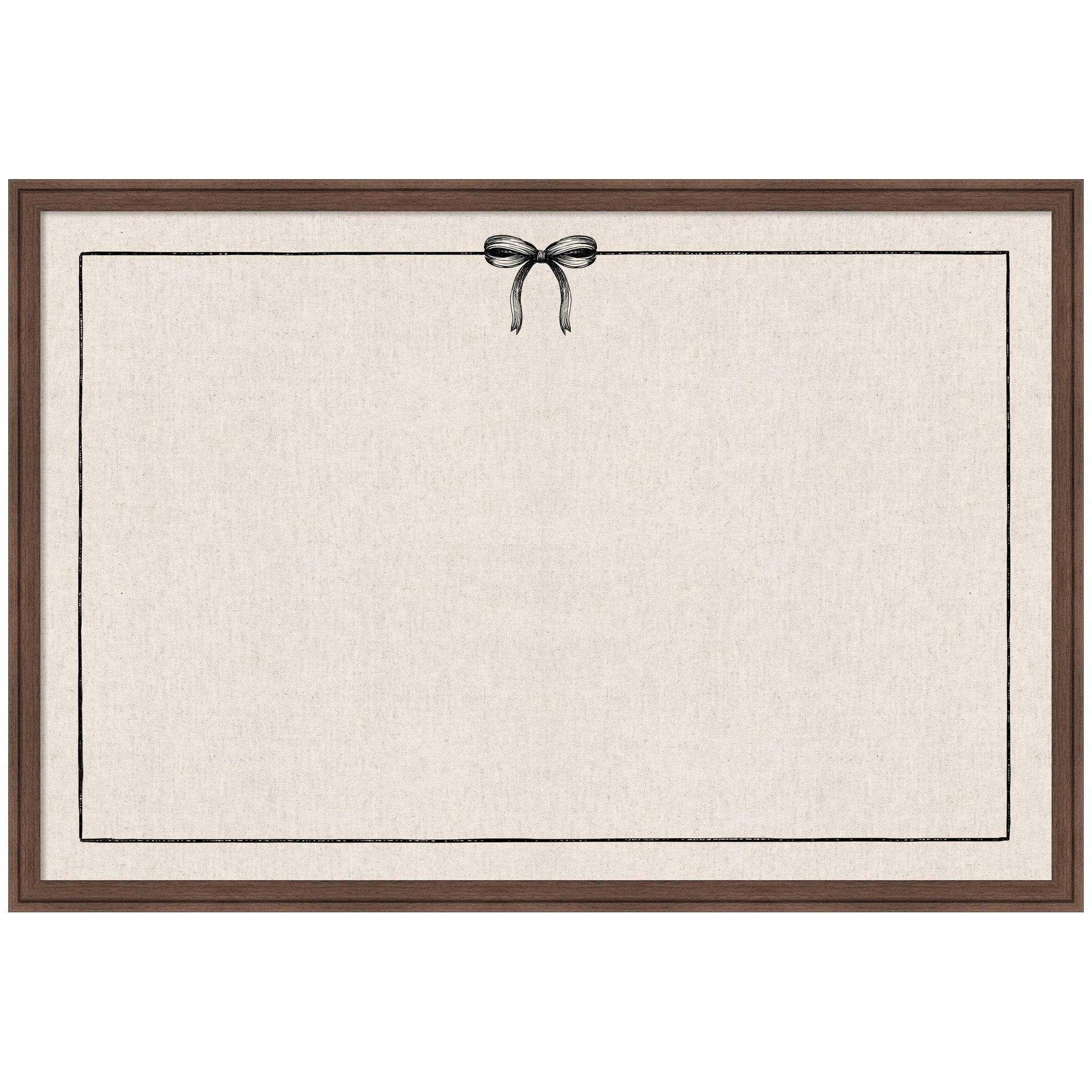 Kate and Laurel Framed Fabric Pinboard 38 x 26,  Printed Linen Classic Bulletin Board for Use as a Vision Board or Wall Organization, Florence Medium Brown Frame