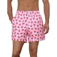 thumbnail image 1 of Bermudas de playa ligeras para hombres con patrón de frutas, verano, color rosa, talla 34, 1 of 1