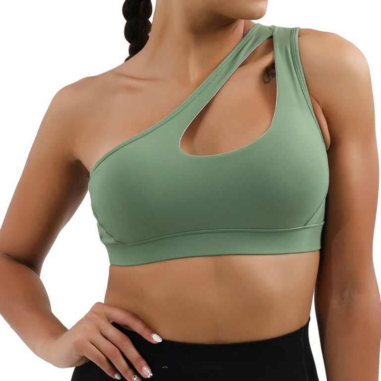 One Shoulder Sports Bra for Women Sexy Cute Workout Yoga Bra Medium Support  