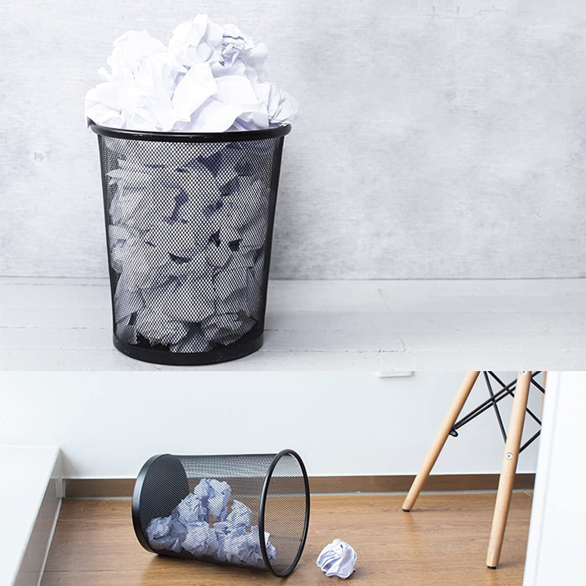 Black Mesh Trash Cans, 20 Pack 6 Gal Mesh Office Trash Can, Round Open Metal Wire Wastebaskets, Waste Basket Trash Can for Near Desk,Recycling Garbage Container Bin for Office,Home,School