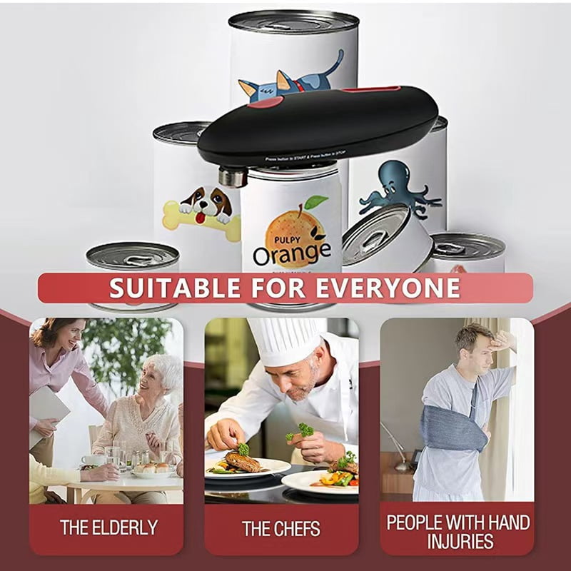Electric can opener, no sharp edge can opener, one touch electric can automatic shutdown, small kitchen tool for elderly people.
