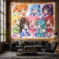 thumbnail image 6 of Eight Chibi Girls with Pastel Stars on Light Background, Energetic Japanese Inspired for Anime Fans, Cute Group Portrait Art, Birthday Gift Tapestry Wall Hanging for Bedroom and Dorm, 6 of 7