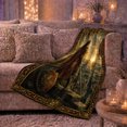 thumbnail image 6 of Medieval Warrior with Owl and Castle Sunset, Regal Fantasy Style for Medieval Art Lovers, Shield Banner Motif and Birthday Gift, Soft Flannel Blanket for Study Room, Home Decor, 6 of 9