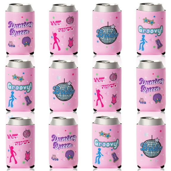 Haooryx Last Disco Skinny Can Sleeve 70s Party Decorations 12PCS