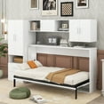 thumbnail image 2 of Euroco Twin Size Murphy Bed with Shelves and Cabinets, Built-in Desktop and Wardrobe, White, 2 of 21