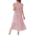 thumbnail image 2 of Vestido PRETTYGARDEN Floral Boho Cruzado con Cinturón Rosa M, 2 of 6