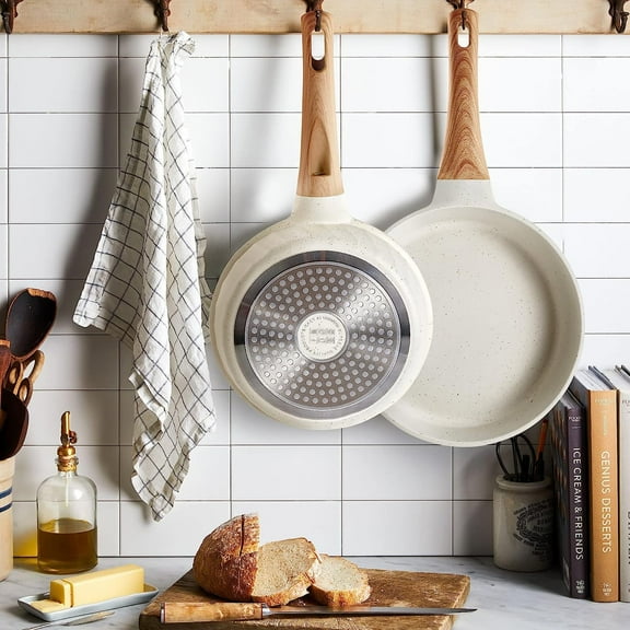 Non Stick Frying Pans Set with Lid -  Cookware for Healthy Cooking, Induction Compatible