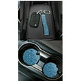 thumbnail image 4 of Jeiento Blue Leopard Print Car Seat Cover Full Set with Steering Wheel Cover Seat Belt Pads Trash Bin Air Vent Organizer Rear View Mirror Cover Coasters Key Chain Universal Fit for SUV Sedans, 4 of 7
