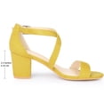thumbnail image 2 of BLISSFUL STEP Women's Solid Color Open Toe Cross Strap Mid Chunky Heel Sandals, 2 of 7