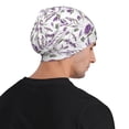 thumbnail image 5 of Naloa Lavender Flowers Soft Beanie Hat, Knit Beanie Daily Beanie in Fine Knit for Women Men Winter Travel, Outdoor, 5 of 7