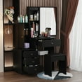 thumbnail image 4 of KULAGAGA Vanity Desk with Mirror, Makeup Vanity with 4 Drawers Chest and Shelves, Vanity Table with Cushioned Stool for Bedroom, Black, 4 of 8