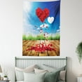 thumbnail image 4 of Hearts Tapestry, Love Symbols Theme with Rose Petals Rustic Woods and Open Spring Sky Valentines Day, Wall Hanging for Bedroom Living Room Dorm Decor, 60W X 80L Inches, Multicolor, by Ambesonne, 4 of 5