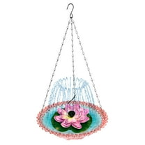 Hanging Bird Bath for Outdoors – Solar Powered Fountain Birdbath with Bubbler Pump, Decorative Metal Bowl for Hummingbirds, Garden, Patio – Lotus Design Water Feature