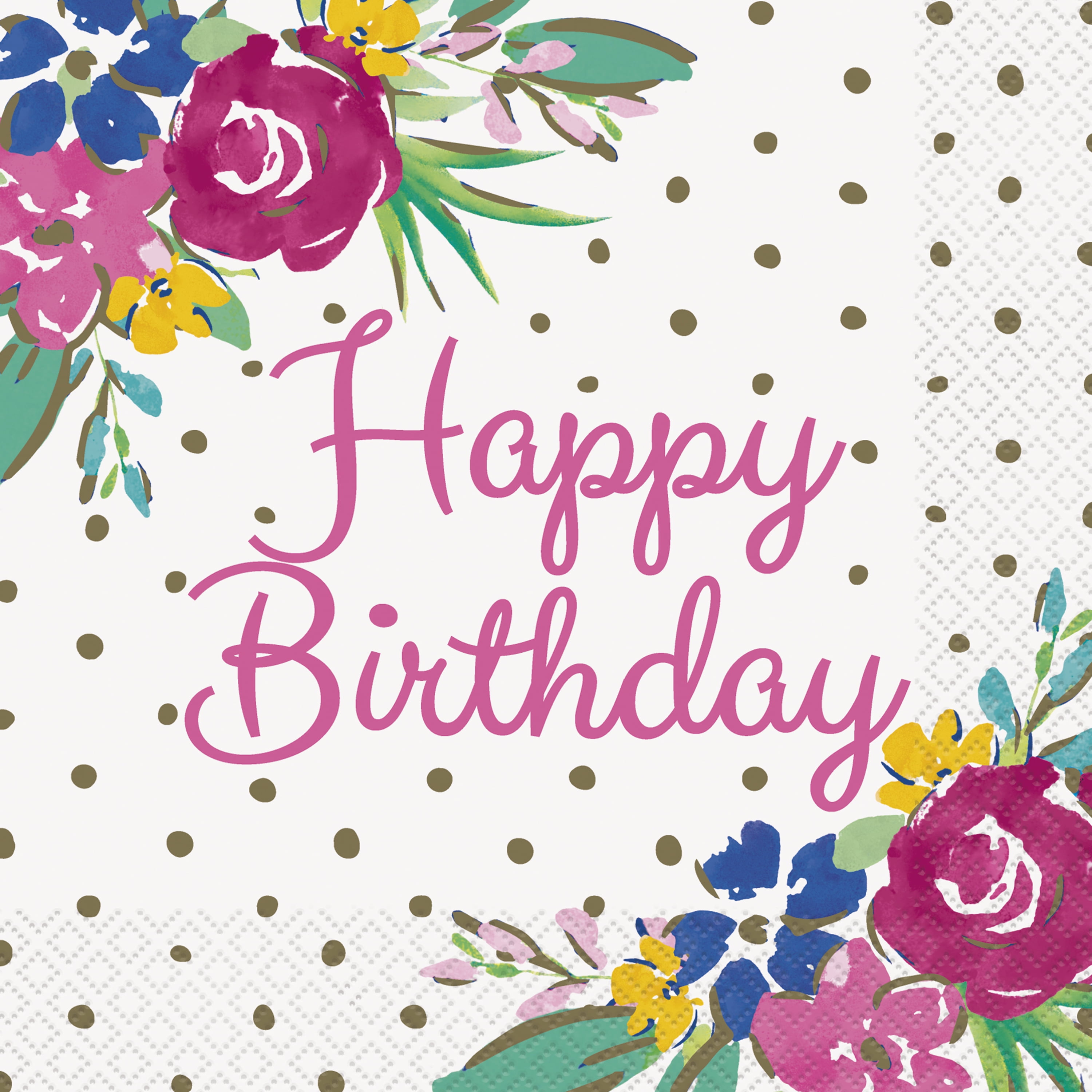 Pioneer Woman Pink Botanical Birthday Paper Napkins, 24ct