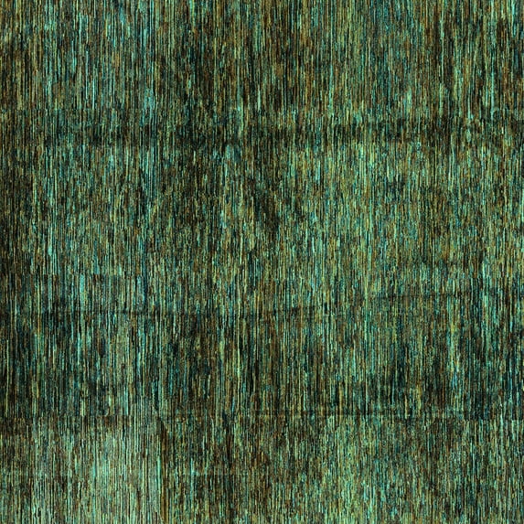 Ahgly Company Machine Washable Indoor Square Abstract Turquoise Blue Modern Area Rugs, 4' Square