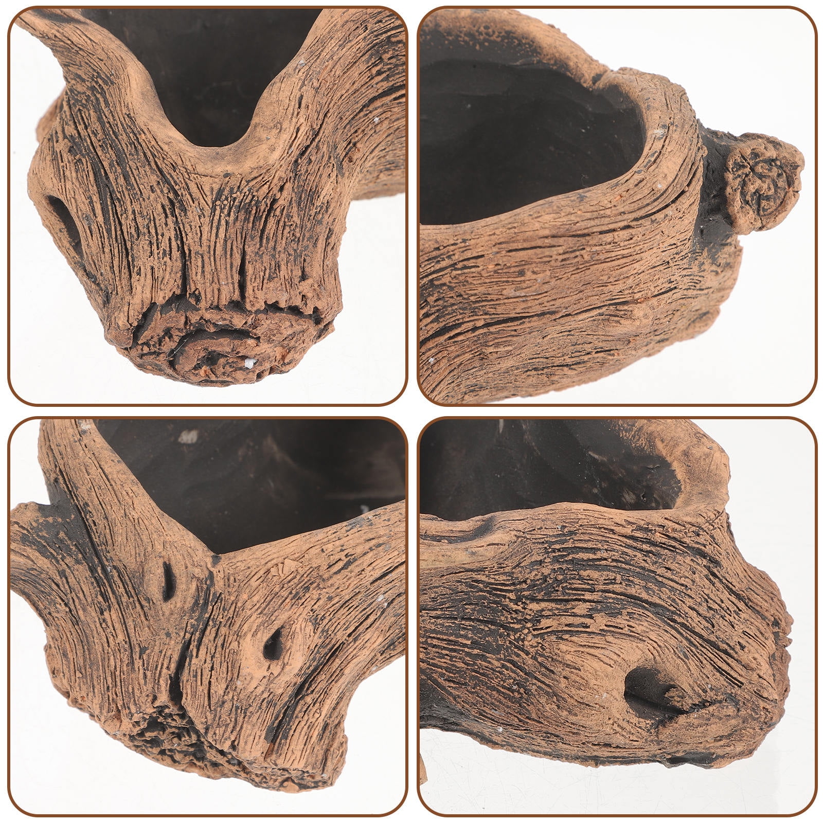 unbranded 2pcs Imitation Tree Stump Succulent Pot Vintage Cement Planter Succulent Planter Plant Pot Gardening Pot