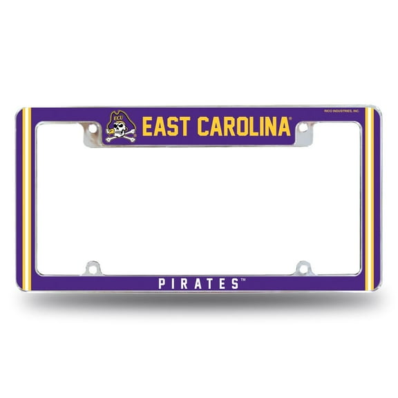 East Carolina Pirate's Chrome Metal License Plate Frame