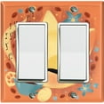 thumbnail image 1 of Metal Light Switch Wall Plate Outlet Cover (Coffee Bean Cat Lover Flower Orange - Double Rocker), 1 of 2