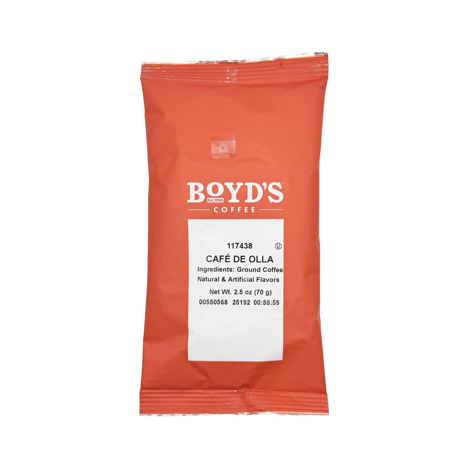 Boyd's Cafe De Olla Flavored Ground Coffee, 46/2.5oz Pre-Portioned Packets