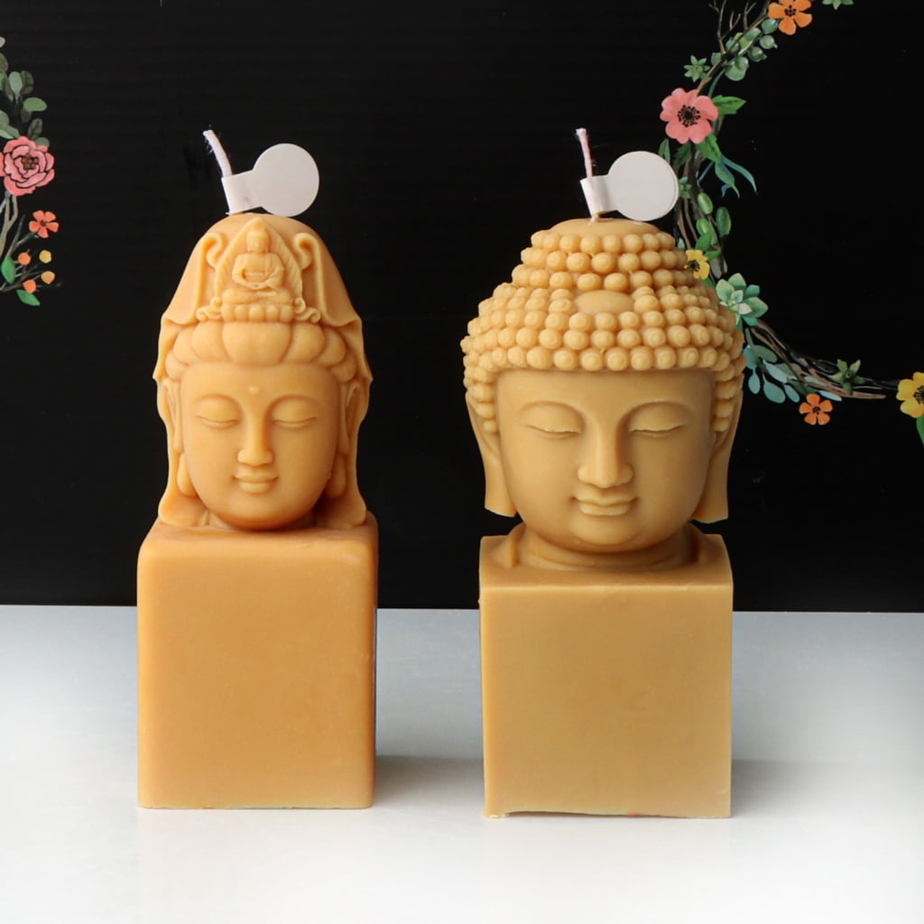 CIYISON Silicone Candle Mold Avalokitesvara Buddhas Head Epoxy Gypsum Mould for Resin