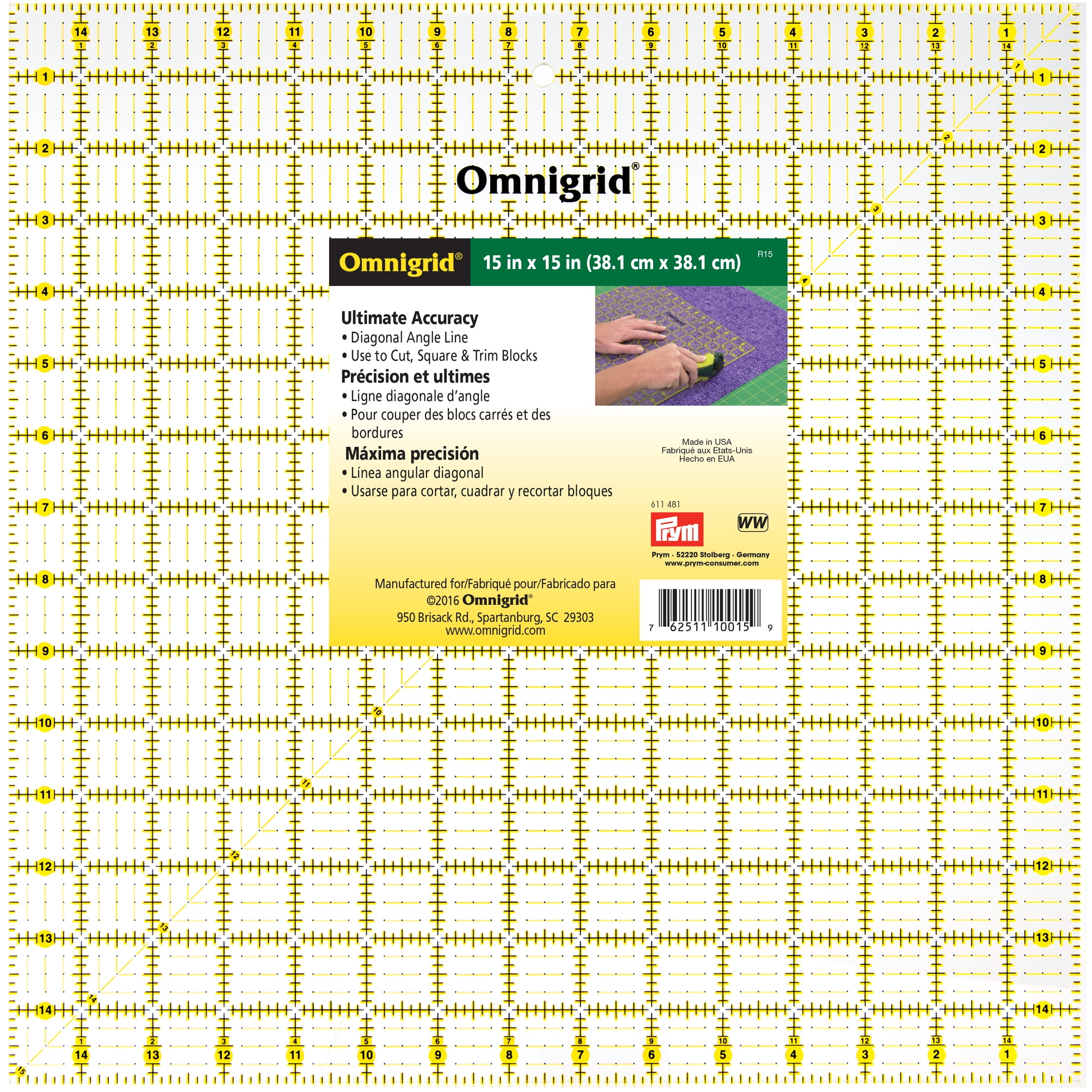 Omnigrid R15 Ruler With Angles 15x15 for sale online