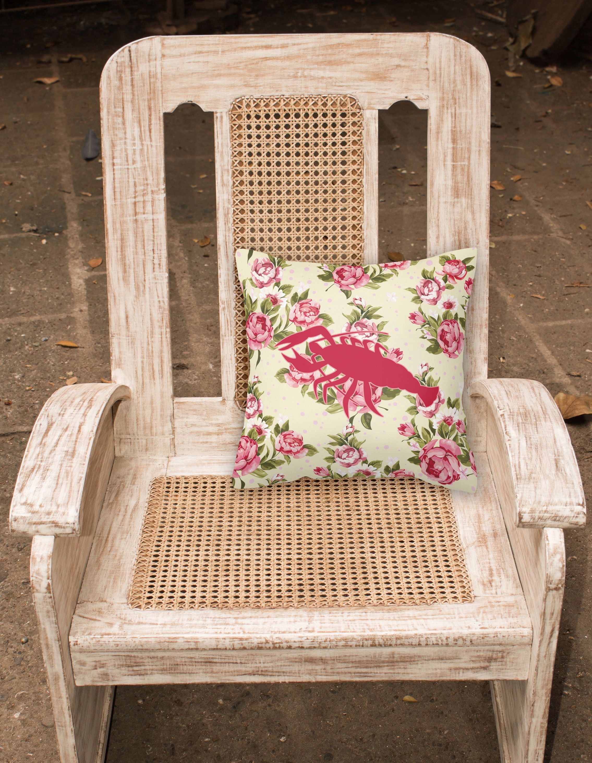 Lobster Shabby Chic Yellow Roses Fabric Decorative Pillow
