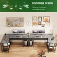 thumbnail image 6 of Amadwell 55 Inch L Shaped Office Desk with 3 Fabric Drawers, Reversible Computer Gaming Desk, Power Outlets and Mesh Shelves, Corner working Study Desk, Grey, 6 of 9