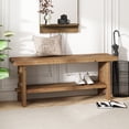 thumbnail image 4 of 43.3'' Farmhouse Solid Wood Bench, Narrow Seating Bench with Shelf for Entryway, Living Room, Indoor and Outdoor, 4 of 7