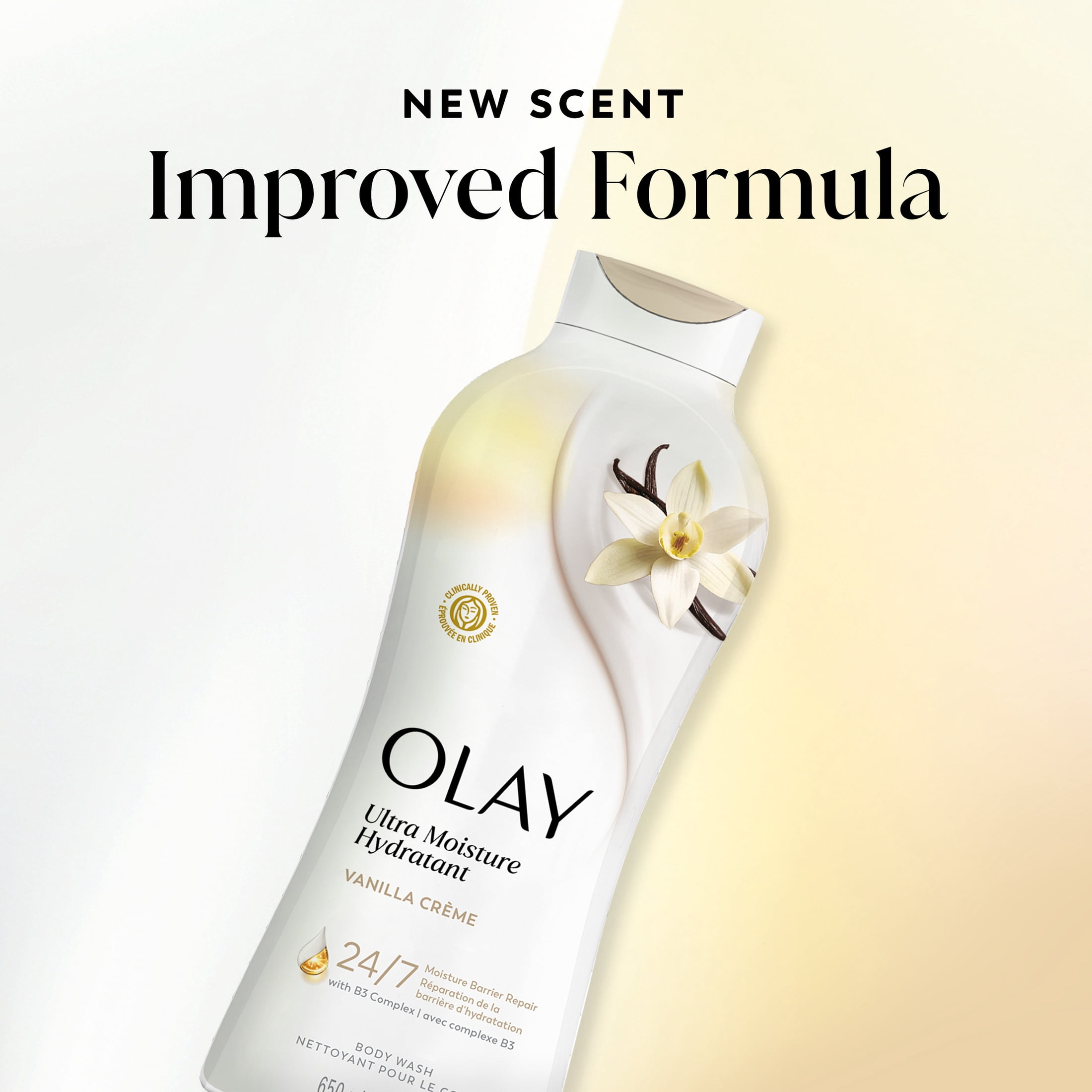 (4 pack) Olay Ultra Moisture Body Wash with Vanilla Creme, Vitamin B3 and Hyaluronic Blend, 22oz