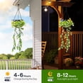 thumbnail image 4 of Hojas de hiedra realistas con luces solares colgantes para jardín, LED blanco cálido, decoración exterior impermeable para patio, porche, pérgola y jardín., 4 of 9