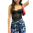 thumbnail image 2 of Lucakuins Mujeres Sling Tank Tops, Pure Color Lace Patchwork Hollow Out Street Style Vest, Casual Sexy Simple Tops Lucakuins moda, 2 of 5
