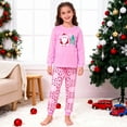 thumbnail image 3 of ELUTONG Girl's Christmas Pajamas，Kids Long Sleeve Santa Claus and Reindeer Sleepwear Sets for 2-12T, 3 of 7