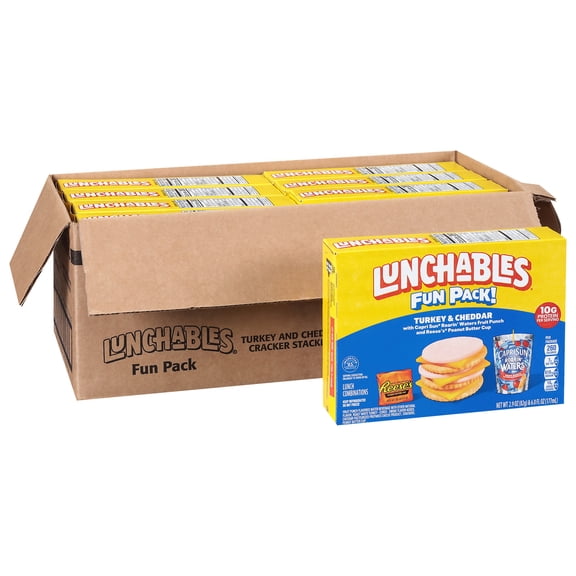 Lunchables Turkey and Cheddar Cracker Stackers with Reese's Peanut Butter Cup and Capri Sun Pacific Cooler Fun Pack, 8.9 oz Box