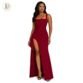 thumbnail image 2 of Women’s Square Neck High Slit Maxi Dress, Sleeveless Bodycon Evening Gown, Elegant Long Dress for Wedding Guest, Party and Vacation, 2 of 7