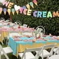 thumbnail image 2 of Ice Cream Party Tablecloth Ornament Disposable Blue Pink 2 Sheets, 2 of 5