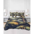 thumbnail image 3 of Tropical Plant King Size Down Alternative Comforter, Lightweight Comforter Quilt Bedding Set with Pillow Shams Summer Botanical Palm Tree Leaves Retro All Seasons Bed Comforter Duvet Insert 96"x106", 3 of 7